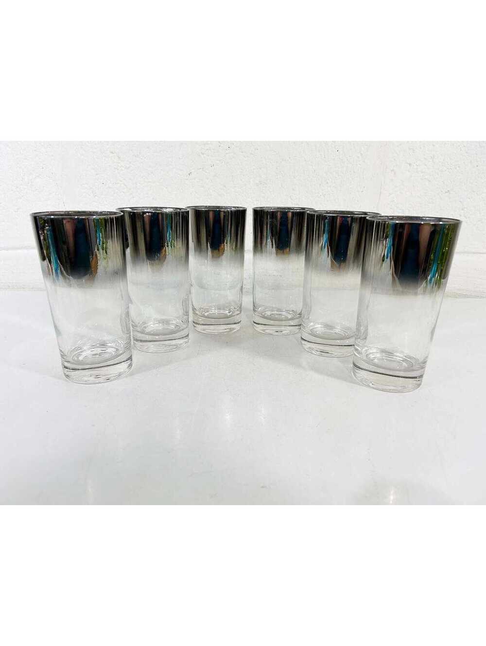 Vintage Silver Ombre Glasses Set of 6 Dorothy Thorpe Highball 1950s Barware